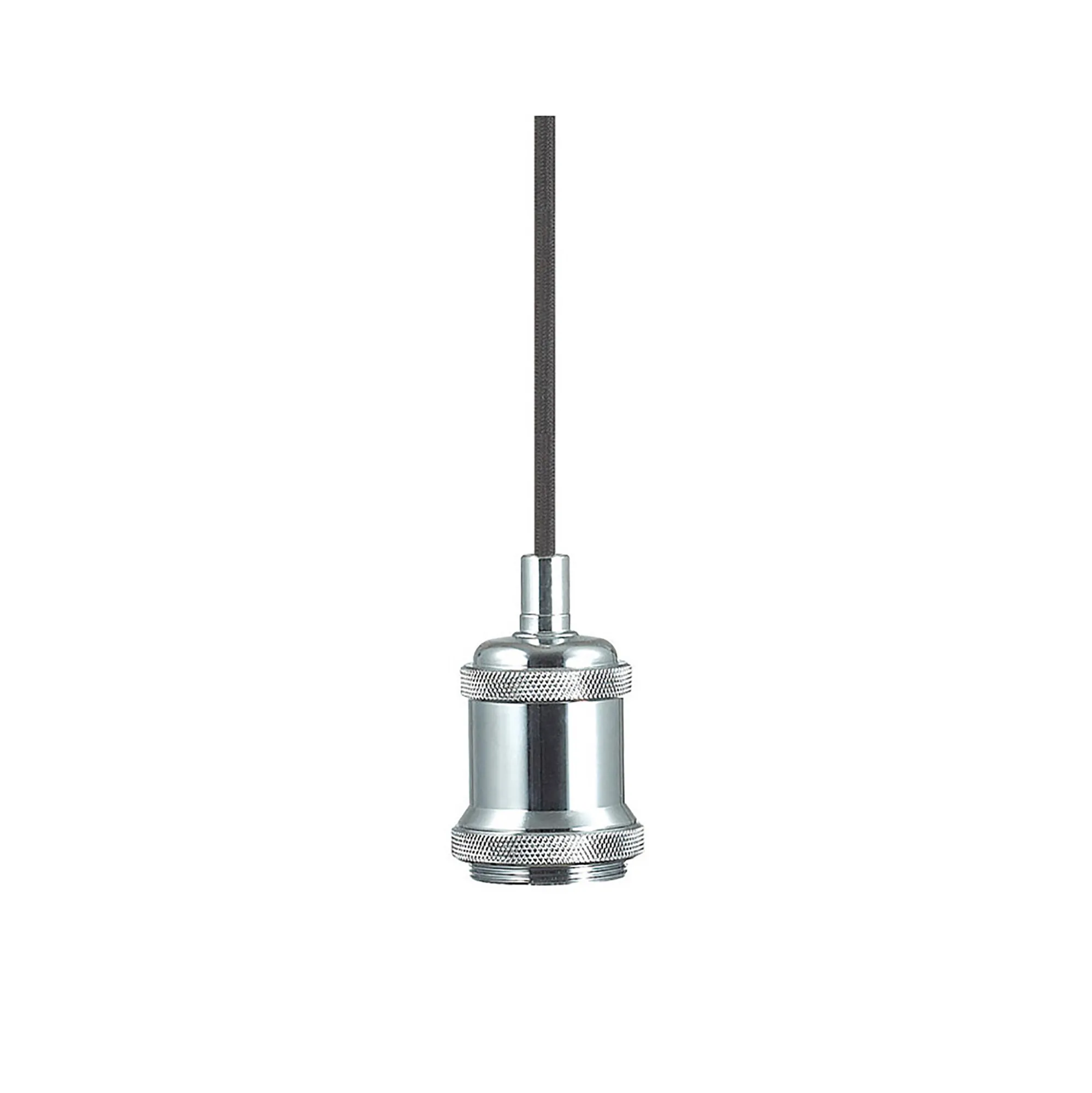 Dreifa 1.5m Single Pendant, 1 x E27, Polished Chrome/Black Braided Cable (Maximum Load 1.5kg) D0176  Deco Dreifa Pendant